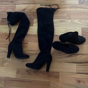 Steve Madden Black Over-the-Knee Boots and booites lot bundle